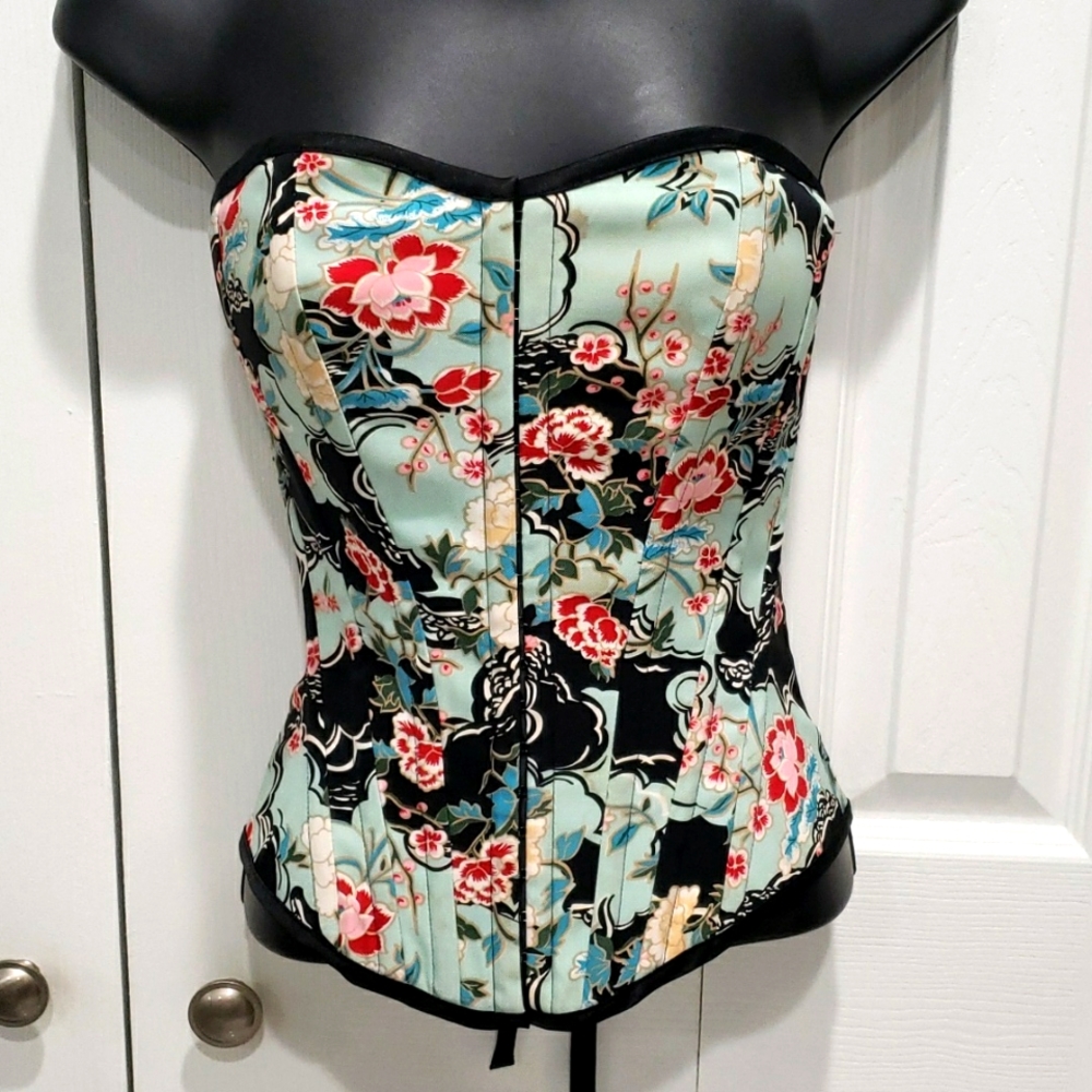Y2K Asian Printed Corset Top Charlotte Russe multi color floral